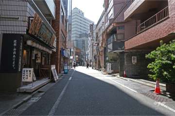 敷地南東側の前面道路（北東側から）