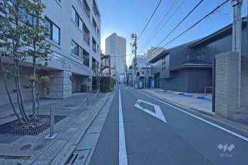 敷地南東側の前面道路（北西側から）