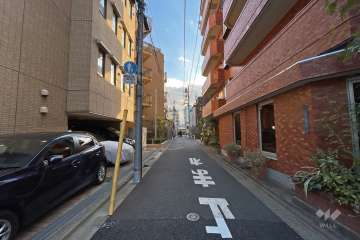 敷地北西側の前面道路（北東側から）