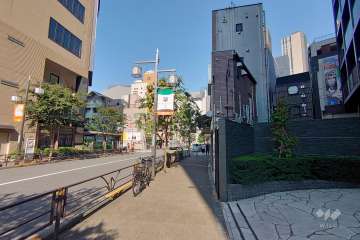 敷地北西側の前面道路（南西側から）