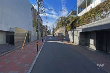 敷地南東側の前面道路（北東側から）