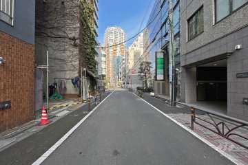敷地南西側の前面道路（南東側から）