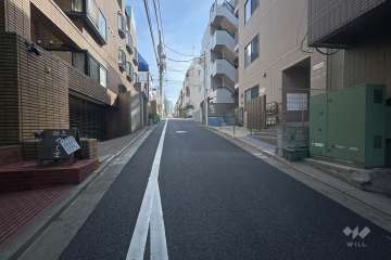 敷地西側の前面道路（北側から）