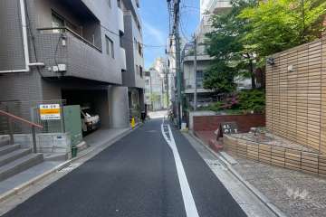 敷地南西側の前面道路（南東側から）