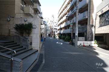 敷地北東側の前面道路（南東側から）