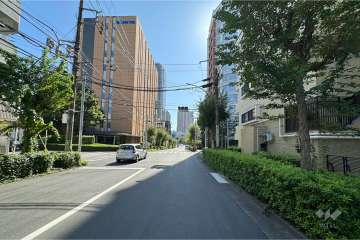 敷地北東側の前面道路（北西側から）