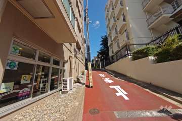 敷地南側の前面道路（西側から）