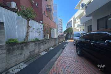 敷地南東側の前面道路（北東側から）