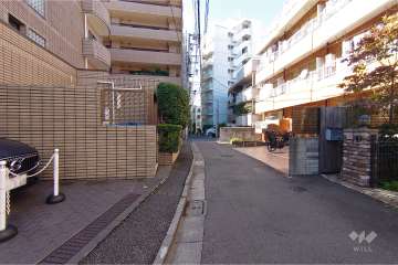 敷地北東側の前面道路（南東側から）