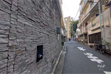 敷地西側の前面道路（北側から）