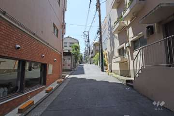 敷地西側の前面道路（北側から）