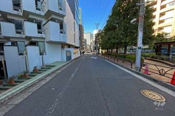 敷地北西側の前面道路（北東側から）