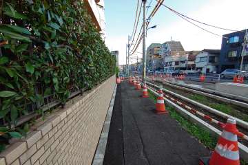 敷地南西側の前面道路（北西側から）