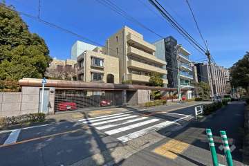 敷地南側の前面道路（南西側から）