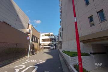 敷地北側の前面道路（西側から）