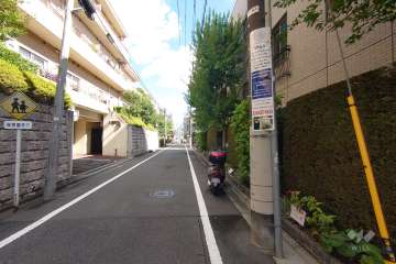敷地西側の前面道路（南側から）