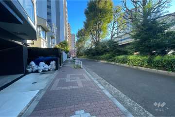 敷地南東側の前面道路（南西側から）
