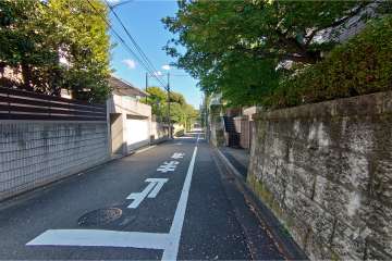 敷地北東側の前面道路（北西側から）