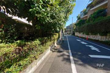 敷地南西側の前面道路（北西側から）