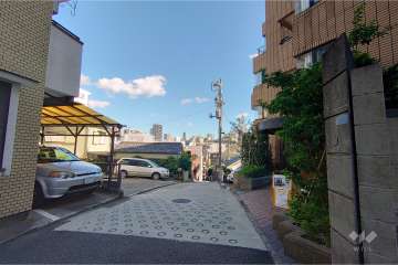 敷地北東側の前面道路（北西側から）