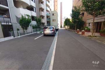 敷地南西側の前面道路（北西側から）
