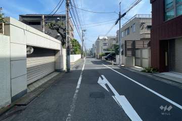 敷地北東側の前面道路（北西側から）