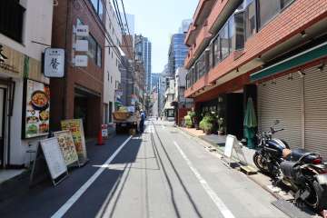 敷地南東側の前面道路（北東側から）