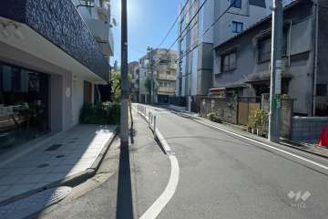 敷地南西側の前面道路（北西側から）