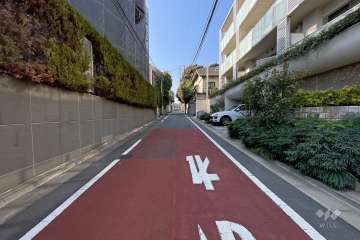 敷地南東側の前面道路（北東側から）