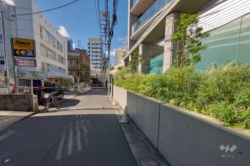 敷地南東側の前面道路（北東側から）