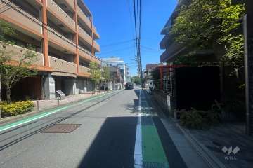 敷地北西側の前面道路（南西側から）