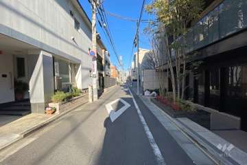 敷地南西側の前面道路（南東側から）