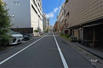 敷地北東側の前面道路（北西側から）