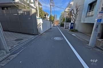 敷地南東側の前面道路（南東側から）