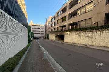 敷地北東側の前面道路（北西側から）