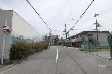 敷地南側の前面道路(西側から)