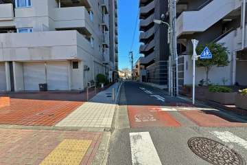 敷地南側の前面道路（西側から）