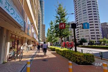 敷地南西側の前面道路（北西側から）