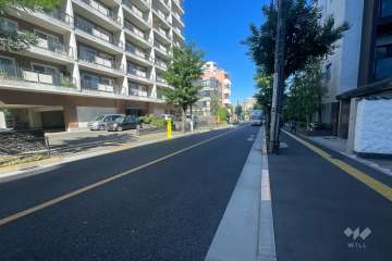 敷地北西側の前面道路（南西側から）