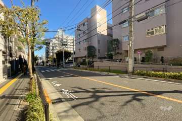 敷地北西側の前面道路（南西側から）
