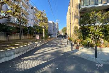 敷地北東側の前面道路（南東側から）