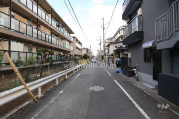 敷地南側の前面道路(西側から)