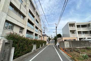 敷地南側の前面道路（西側から）