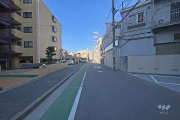 敷地の南側前面道路（西側から）