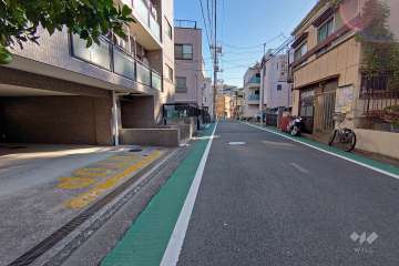 敷地の南側前面道路（西側から）