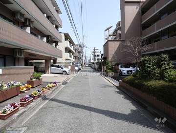 敷地北側の前面道路（西側から）