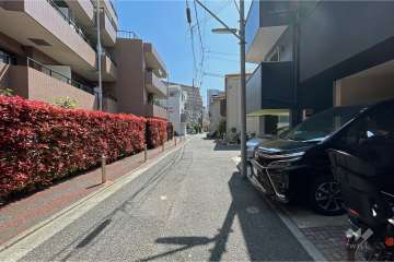 敷地南西側の前面道路（北西側から）
