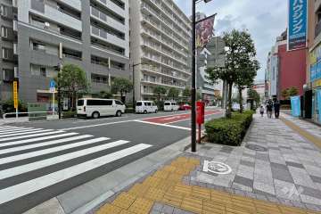 敷地南側の前面道路（西側から）