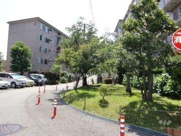 敷地内の道路。（左奥が4号棟）
