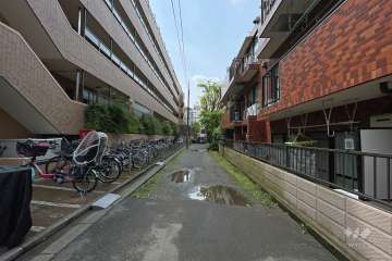 敷地の北西側前面道路（北東側から）